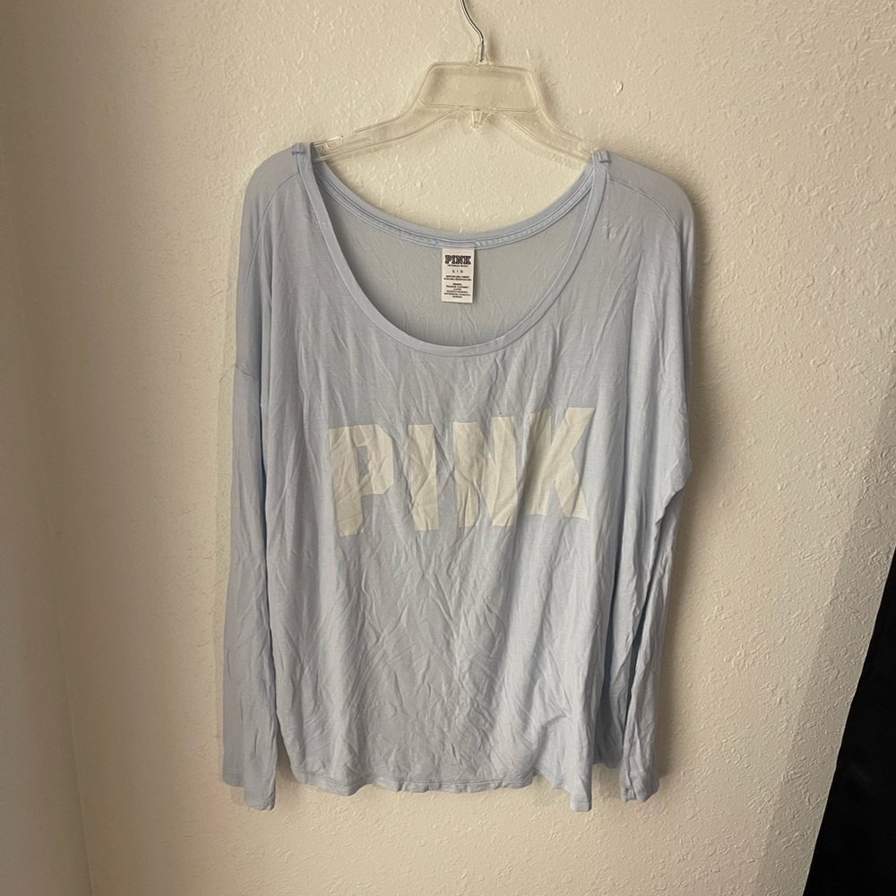PINK Victoria’s Secret light blue soft long sleeve top size large